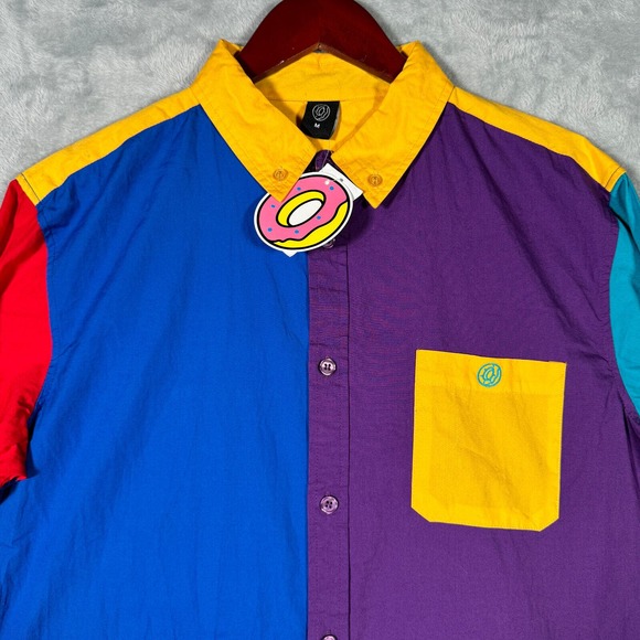 Odd‎ Future Shirt Mens Medium Color Block Long Sleeve Button Down OF - Picture 1 of 10